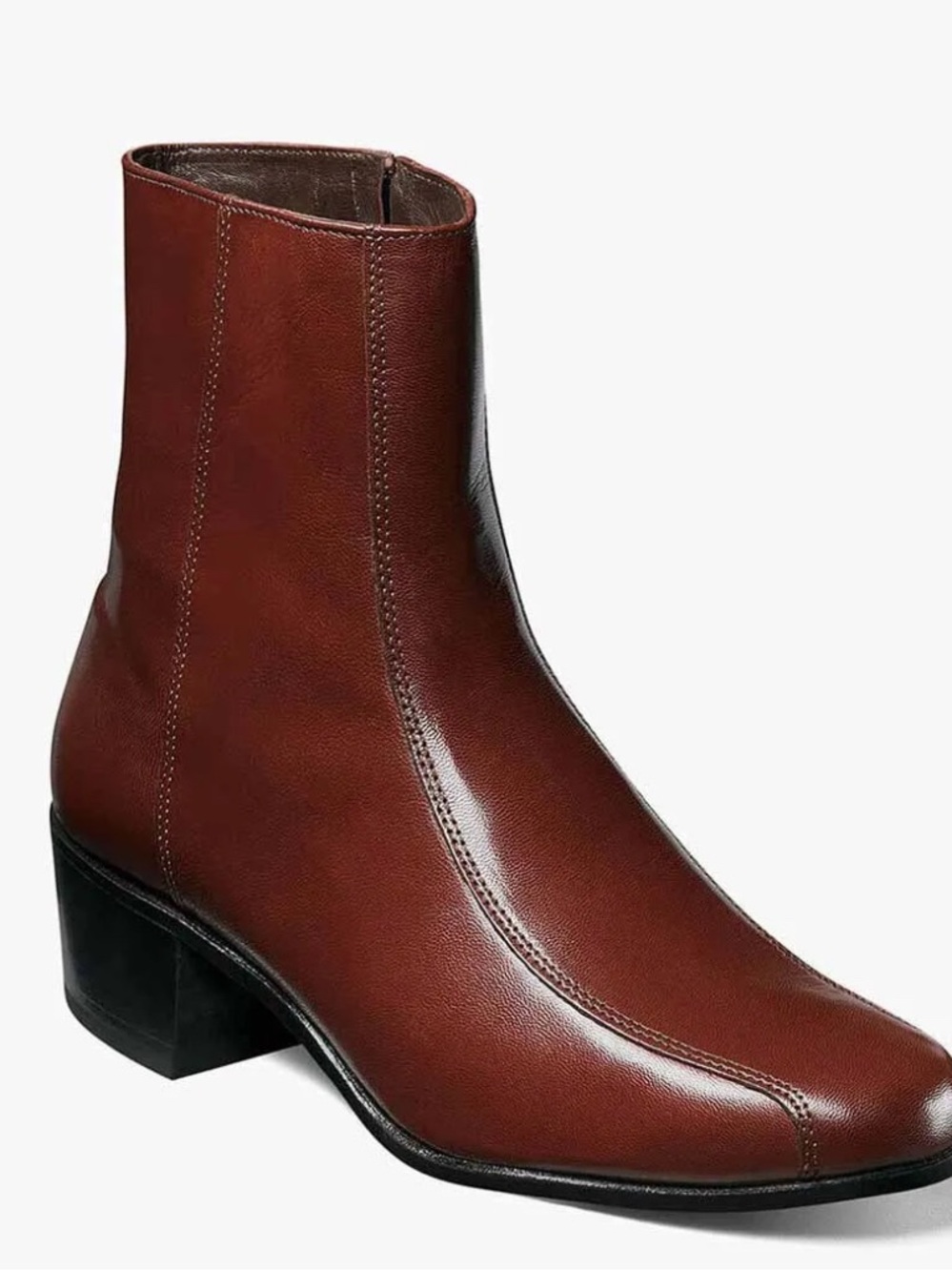 Florsheim Duke Bike Toe Zipper Boot leather Mens size 9 cognac